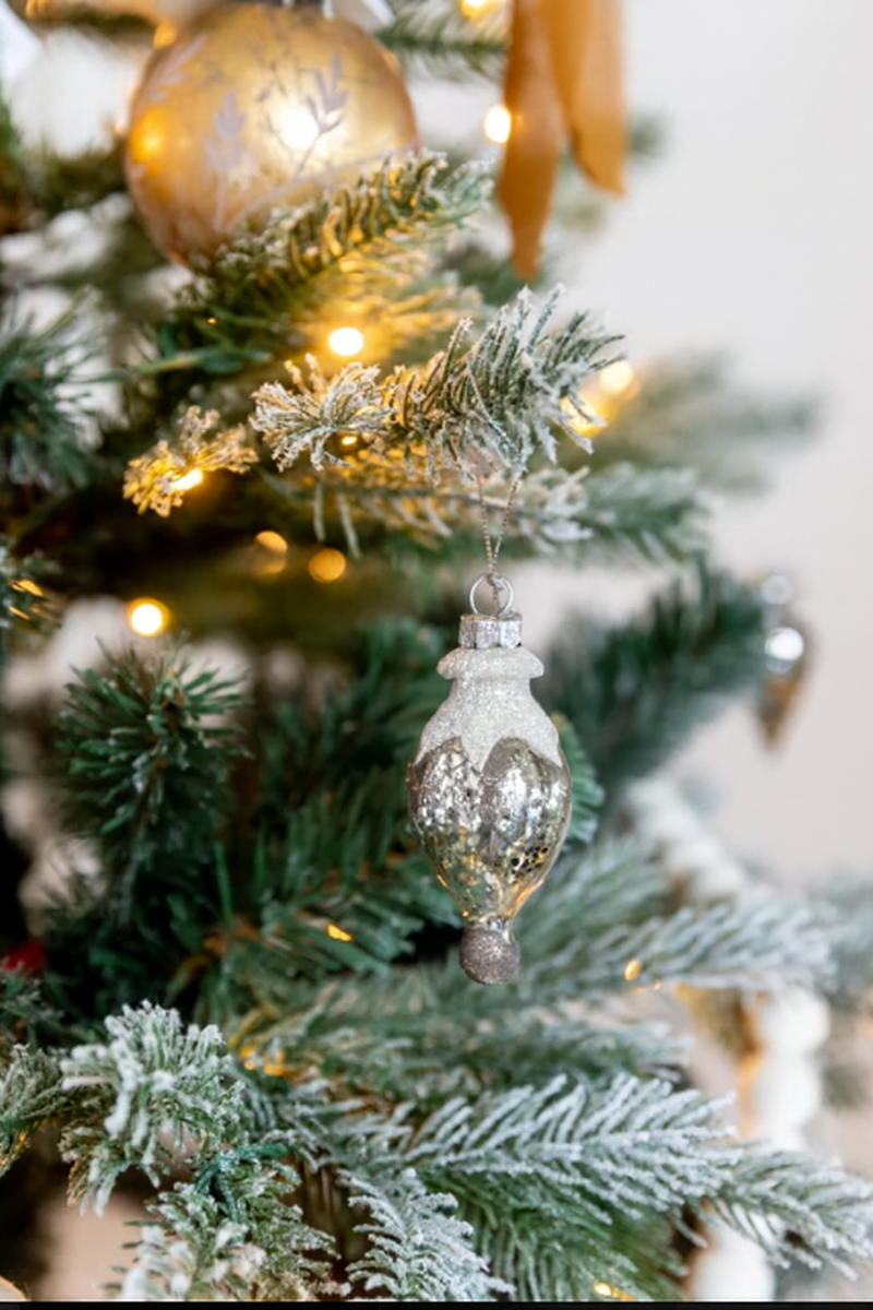 Antique Glitter Ornaments | Set of 6