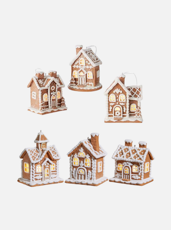 Lighted Gingerbread House Ornaments