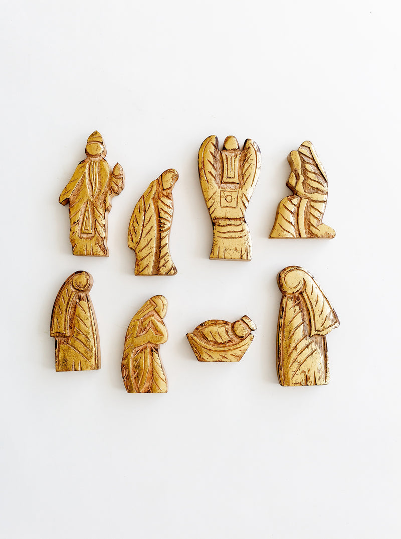 Gilded Wood Nativity Set