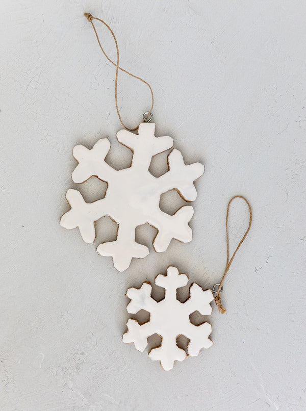 Enameled Snowflake Ornaments | Set of 2