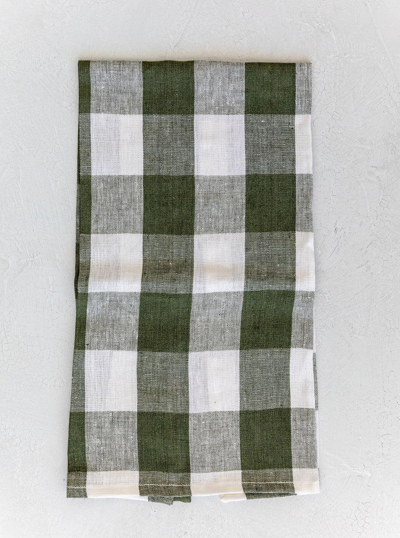 Olive Gingham Tea Towel