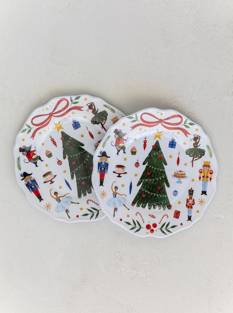 Melamine Nutcracker Plates, Set of 2