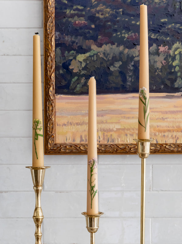 Inlaid Floral Taper Candles | Set of 3