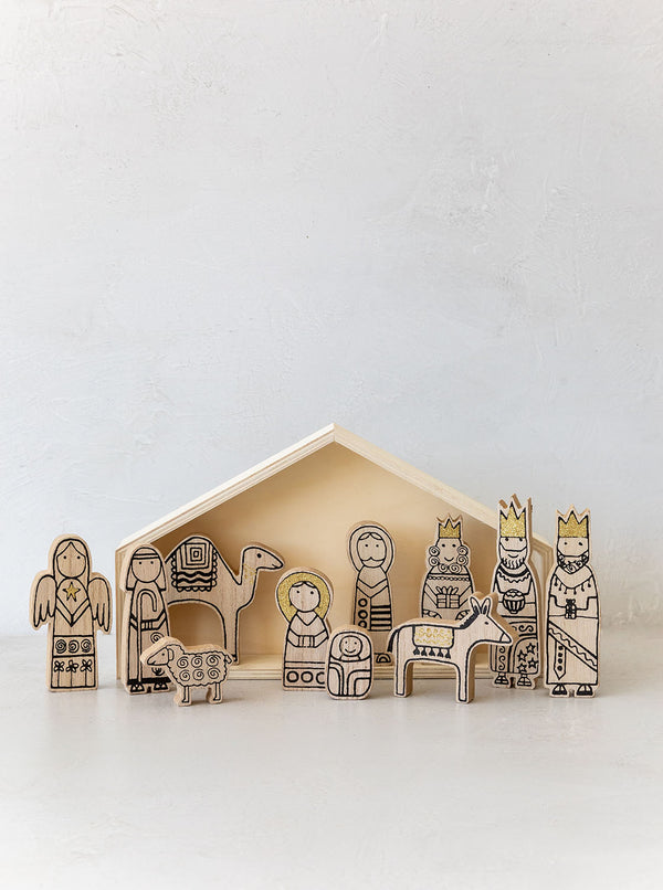 Wood Nativity | Set of 12