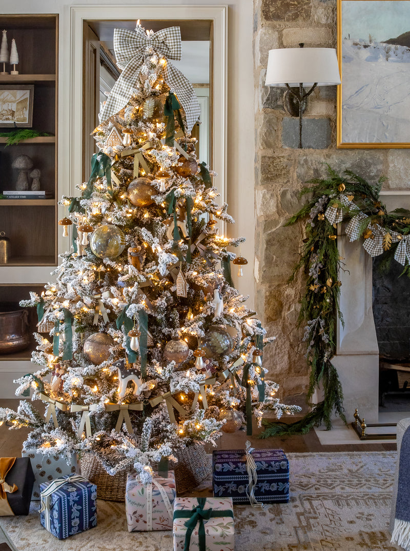 Floral Gingham Stripe Wrapping Paper