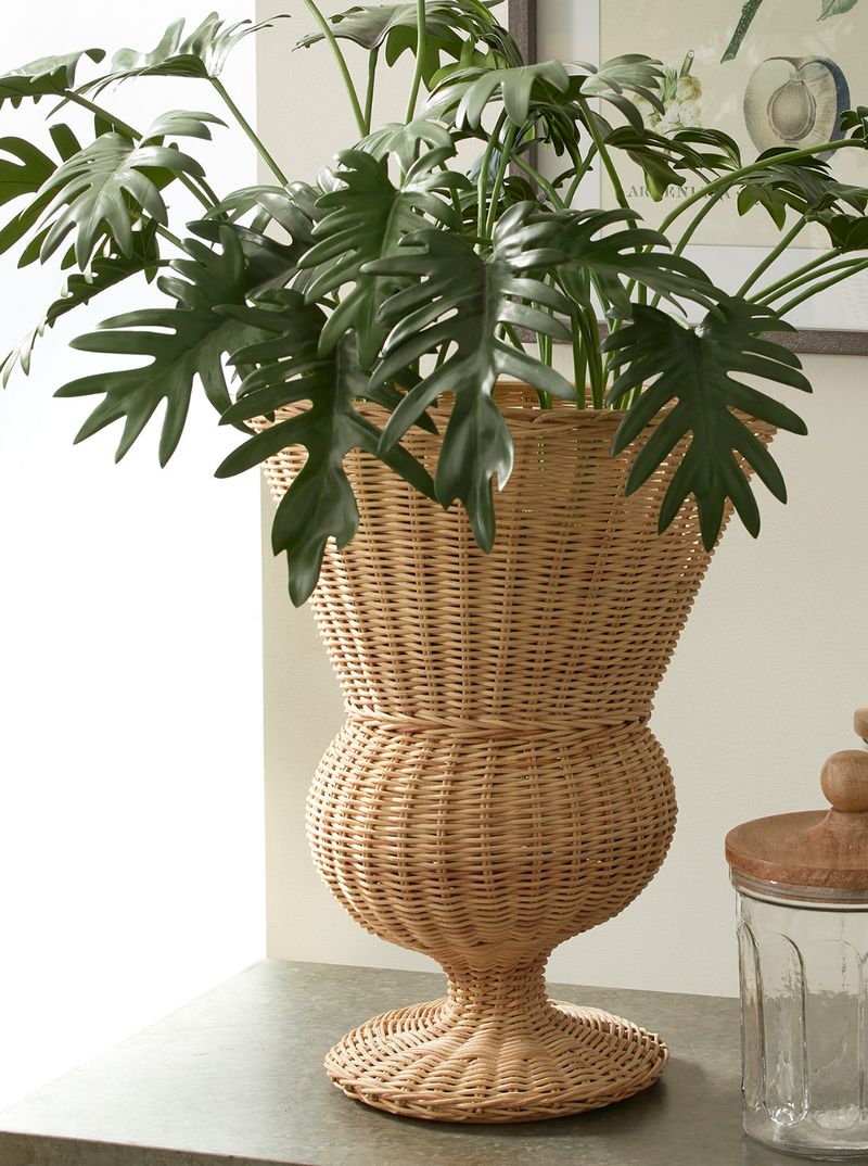 Rattan Footed Urn