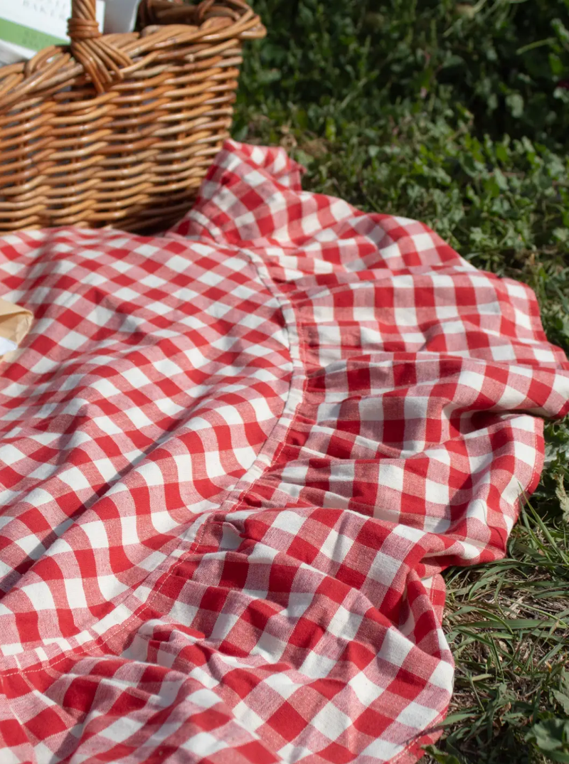 Red Ruffled Gingham Tablecloth | Classic Picnic & Table Decor – House ...