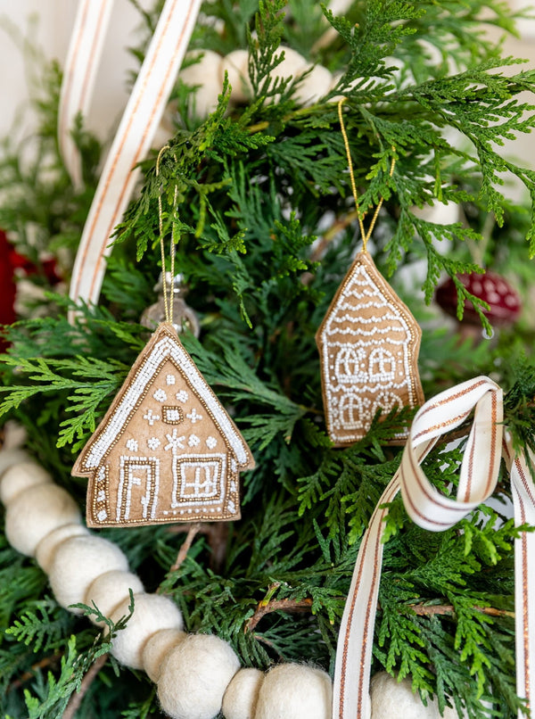 Beaded Gingerbread House Ornament - HJHOL0249 - SET