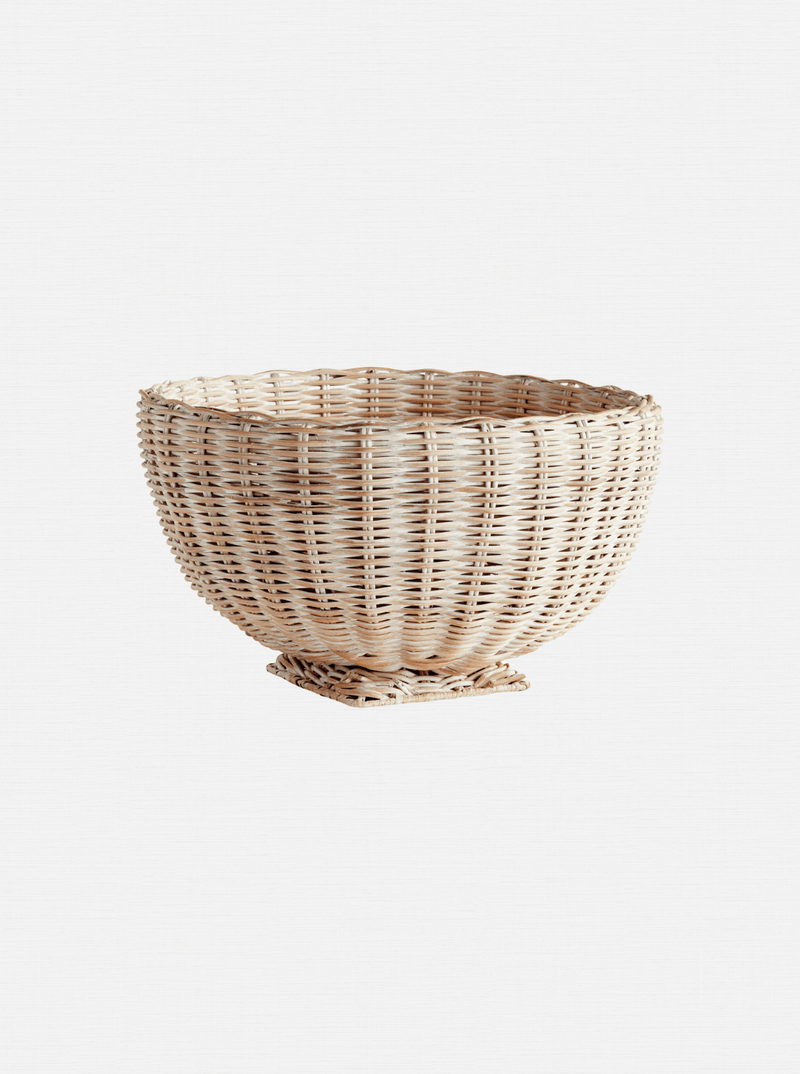 Charlie Rattan Footed Bowl - HJDRP0007 - S - WHT