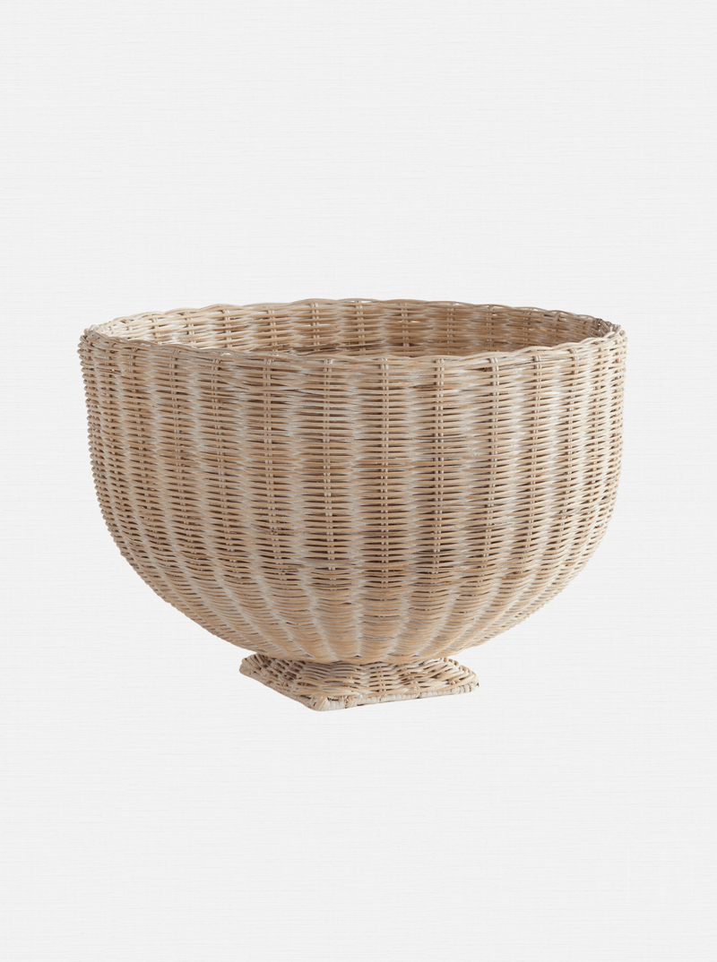 Charlie Rattan Footed Bowl - HJDRP0007 - L - WHT