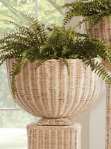 Charlie Rattan Footed Bowl - HJDRP0007 - L - WHT
