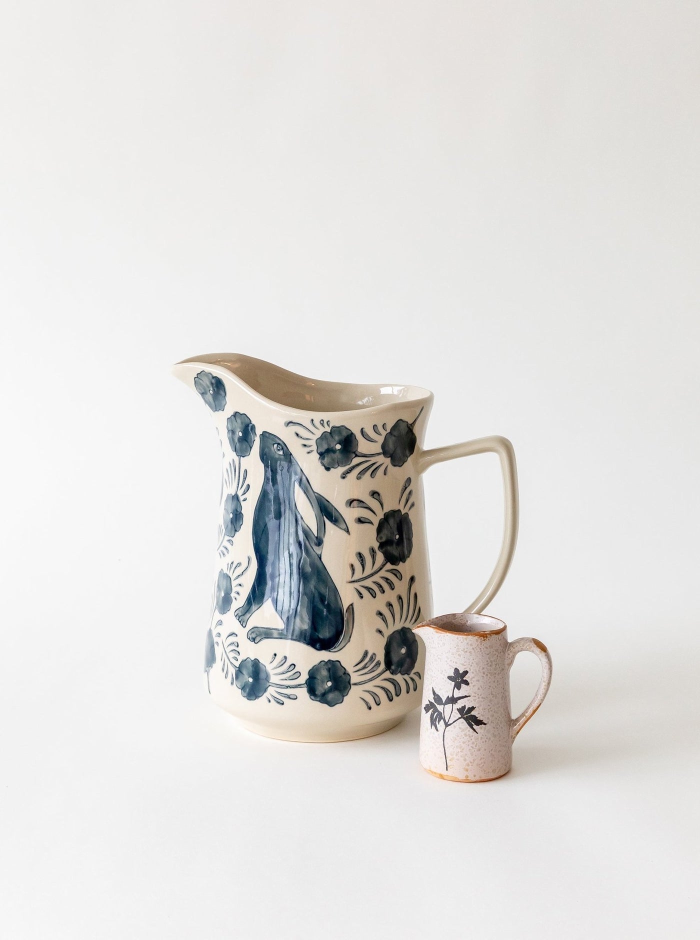 Floral Bunny Pitcher | Blue & White Decorative Pitcher – House of