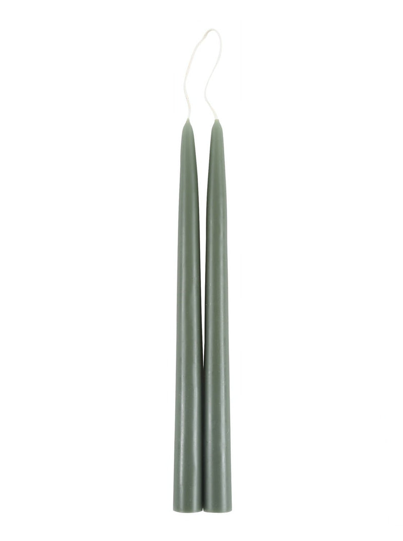 Root Candles Hand-Dipped Unscented Taper Candles - 12 Inches, Sage Green, 12 Count, Beeswax Blend