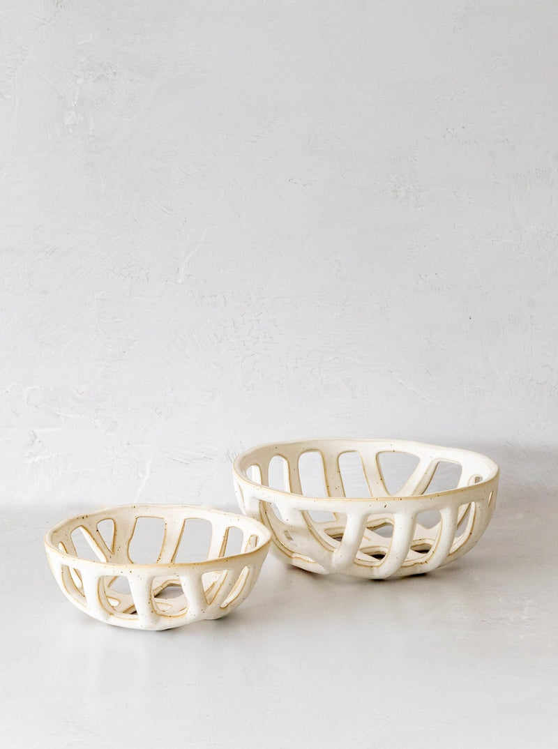 Stoneware Basket Bowls | Set of 2 - HJHOL0179 - OS