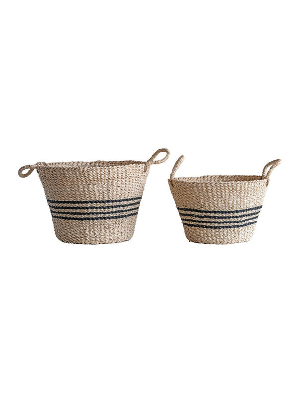 Striped Seagrass Baskets | Set of 2