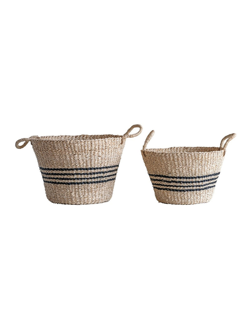 Striped Seagrass Baskets | Set of 2