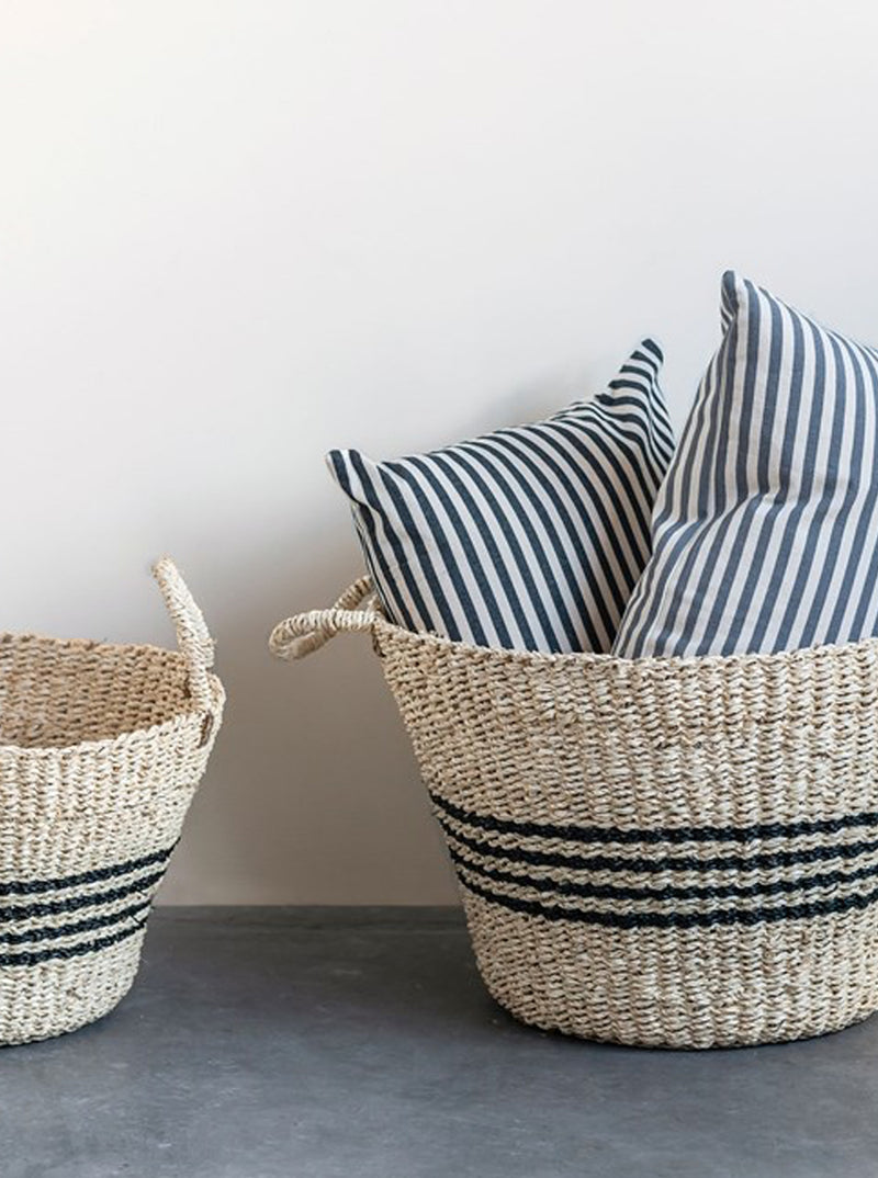 Striped Seagrass Baskets | Set of 2