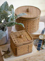 Woven Cane Boxes | Set of 2
